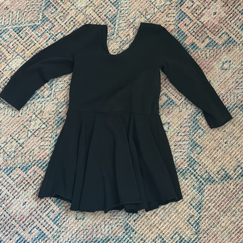 Girls' Black Long-Sleeve Skater Dress